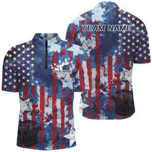 Load image into Gallery viewer, Red White And Blue Watercolor American Flag Custom Patriotic US Bowling Team Shirts For Men IPHW7713
