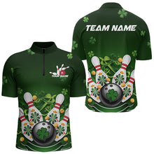 Load image into Gallery viewer, Custom Green St Patrick&#39;S Day Bowling Quarter-Zip Shirts For Men, Saint Patrick Team Bowling Outfits IPHW8374