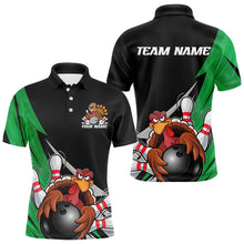 Load image into Gallery viewer, Black And Green Custom Funny Turkey Thanksgiving Bowling Team Polo Shirts For Men IPHW8876