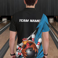 Load image into Gallery viewer, Black And Blue Custom Funny Turkey Thanksgiving Bowling Team Polo Shirts For Men IPHW8878