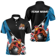 Load image into Gallery viewer, Black And Blue Custom Funny Turkey Thanksgiving Bowling Team Polo Shirts For Men IPHW8878