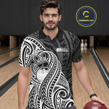 Load image into Gallery viewer, Custom Black And White Maori Style Koru Spiral Tribal Men Bowling Polo Team Shirt IPHW10949