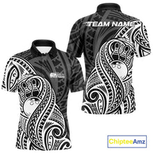 Load image into Gallery viewer, Custom Black And White Maori Style Koru Spiral Tribal Men Bowling Polo Team Shirt IPHW10949