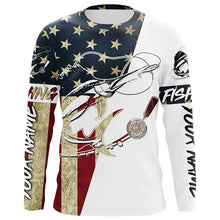 Load image into Gallery viewer, Vintage American Flag Custom Sailfish Fishing Long Sleeve Shirts, Patriotic Sailfish Fishing Jerseys IPHW6391
