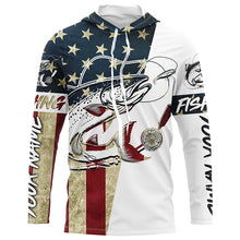 Load image into Gallery viewer, American Flag Custom Chinook Salmon Fishing Long Sleeve Shirts, Patriotic Salmon Fishing Jerseys IPHW6393