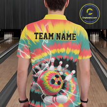 Load image into Gallery viewer, Custom Colorful Tie Dye Bowling Polo Shirts For Men, Rainbow Bowling Outfit IPHW9115