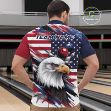 Load image into Gallery viewer, Custom Patriotic Eagle Bowling Shirts For Men, US Flag Bowling League Team Shirt IPHW9476