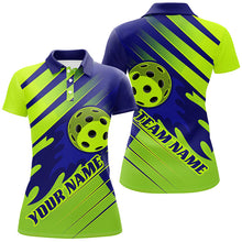 Load image into Gallery viewer, Blue And Green Custom Flame Ball Ladies Pickleball Shirts, Pickleball Team Uniform IPHW7454