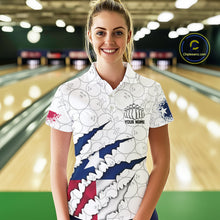 Load image into Gallery viewer, Custom Texas Flag Bowling Team Polo Shirts For Women, Texas Bowling League Shirt IPHW9834
