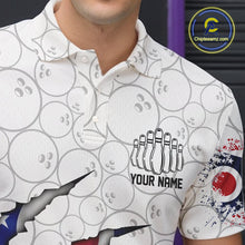 Load image into Gallery viewer, Custom Ohio Flag Bowling Team Polo Shirts For Men, Ohio Bowling League Shirt IPHW9835