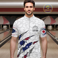 Load image into Gallery viewer, Custom Ohio Flag Bowling Team Quarter-Zip Shirts For Men, Ohio Bowling League Shirt IPHW9835