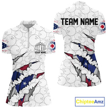 Load image into Gallery viewer, Custom Ohio Flag Bowling Team Quarter-Zip Shirts For Women, Ohio Bowling League Shirt IPHW9835