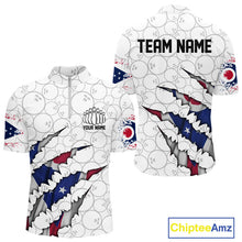 Load image into Gallery viewer, Custom Ohio Flag Bowling Team Quarter-Zip Shirts For Men, Ohio Bowling League Shirt IPHW9835