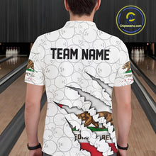 Load image into Gallery viewer, Custom California Flag Bowling Team Polo Shirts For Men, California Bowling League Shirt IPHW9836