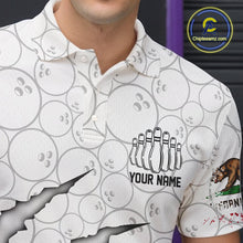 Load image into Gallery viewer, Custom California Flag Bowling Team Polo Shirts For Men, California Bowling League Shirt IPHW9836