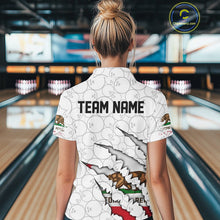 Load image into Gallery viewer, Custom California Flag Bowling Team Polo Shirt For Women, California Bowling League Shirt IPHW9836