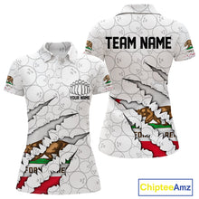 Load image into Gallery viewer, Custom California Flag Bowling Team Polo Shirt For Women, California Bowling League Shirt IPHW9836