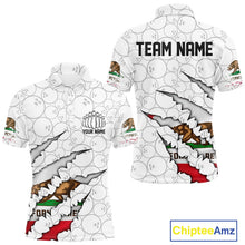 Load image into Gallery viewer, Custom California Flag Bowling Team Polo Shirts For Men, California Bowling League Shirt IPHW9836