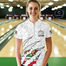 Load image into Gallery viewer, Custom California Flag Bowling Team Women Quarter-Zip Shirt, CA Bowling League Shirt IPHW9836