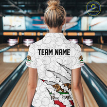 Load image into Gallery viewer, Custom California Flag Bowling Team Women Quarter-Zip Shirt, CA Bowling League Shirt IPHW9836