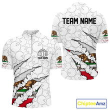 Load image into Gallery viewer, Custom California Flag Bowling Team Quarter-Zip Shirts For Men, California Bowling League Shirt IPHW9836
