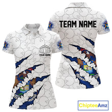 Load image into Gallery viewer, Custom Michigan Flag Bowling Team Polo Shirts For Women, Michigan Bowling League Shirt IPHW9837