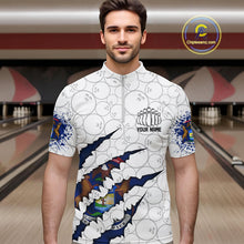 Load image into Gallery viewer, Custom Michigan Flag Bowling Team Quarter-Zip Shirts For Men, Michigan Bowling League Shirt IPHW9837
