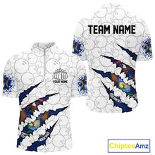 Load image into Gallery viewer, Custom Michigan Flag Bowling Team Quarter-Zip Shirts For Men, Michigan Bowling League Shirt IPHW9837