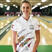 Load image into Gallery viewer, Custom Florida Flag Bowling Team Polo Shirts For Women, Florida Bowling League Shirt IPHW9838