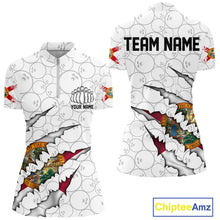 Load image into Gallery viewer, Custom Florida Flag Bowling Team Women Quarter-Zip Shirt, Florida Bowling League Shirt IPHW9838