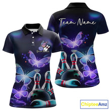 Load image into Gallery viewer, Custom Butterfly Bowling Polo Shirts For Women, Bowling Team Shirt With Butterflies IPHW8147
