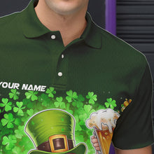 Load image into Gallery viewer, Funny Leprechaun And Beer Custom St Patricks Day Bowling Polo Shirts For Men, Irish Bowling IPHW8382