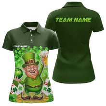 Load image into Gallery viewer, Funny Leprechaun And Beer Custom St Patricks Day Womens Bowling Polo Shirt, Irish Bowling IPHW8382
