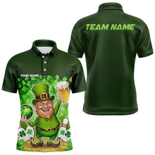 Load image into Gallery viewer, Funny Leprechaun And Beer Custom St Patricks Day Bowling Polo Shirts For Men, Irish Bowling IPHW8382