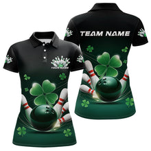 Load image into Gallery viewer, Custom Green Shamprock Saint Patricks Bowling Womens Polo Shirts, Lucky Bowling Team Shirt IPHW8571