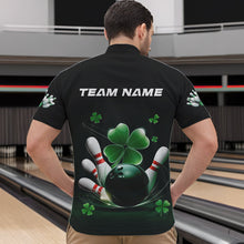 Load image into Gallery viewer, Custom Green Shamprock Saint Patricks Bowling Quarter-Zip Shirts For Men, Lucky Bowling Team Shirt IPHW8571