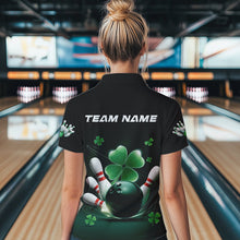 Load image into Gallery viewer, Custom Green Shamprock Saint Patricks Bowling Womens Quarter-Zip Shirt, Lucky Bowling Shirt IPHW8571