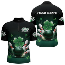 Load image into Gallery viewer, Custom Green Shamprock Saint Patricks Bowling Quarter-Zip Shirts For Men, Lucky Bowling Team Shirt IPHW8571