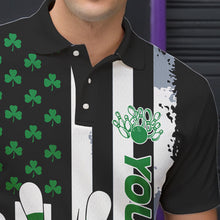 Load image into Gallery viewer, Custom Saint Patricks Bowling Polo Shirts For Men, Shamrock Flag US Bowling Team Shirt IPHW8575