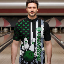 Load image into Gallery viewer, Custom Saint Patricks Bowling Quarter-Zip Shirts For Men, Shamrock Flag US Bowling Team Shirt IPHW8575