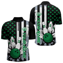 Load image into Gallery viewer, Custom Saint Patricks Bowling Quarter-Zip Shirts For Men, Shamrock Flag US Bowling Team Shirt IPHW8575