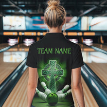 Load image into Gallery viewer, Custom Celtic Cross Faith Bowling Quarter-Zip Team Shirts For Women, Bowlers Outfits IPHW8577