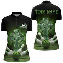 Load image into Gallery viewer, Custom Celtic Cross Faith Bowling Quarter-Zip Team Shirts For Women, Bowlers Outfits IPHW8577