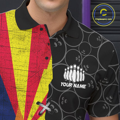 Arizona Flag Custom Bowling Team Shirts For Men, Patriotic Bowling League Shirt IPHW10718