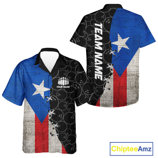 Puerto Rico Flag Custom Bowling Team Shirts For Men And Women, Patriotic Bowling League Shirt IPHW10719