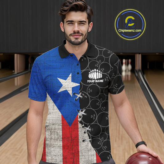 Puerto Rico Flag Custom Bowling Team Shirts For Men, Patriotic Bowling League Shirt IPHW10719