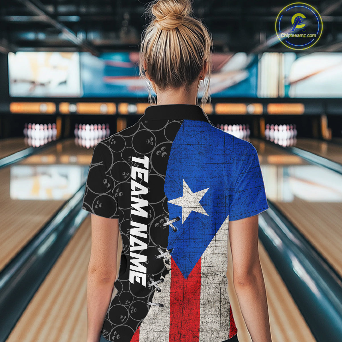 Puerto Rico Flag Custom Bowling Team Shirts For Women, Patriotic Bowling League Shirt IPHW10719