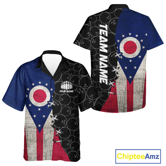 Ohio Flag Custom Bowling Team Shirts For Men And Women, Patriotic Bowling League Shirt IPHW10720
