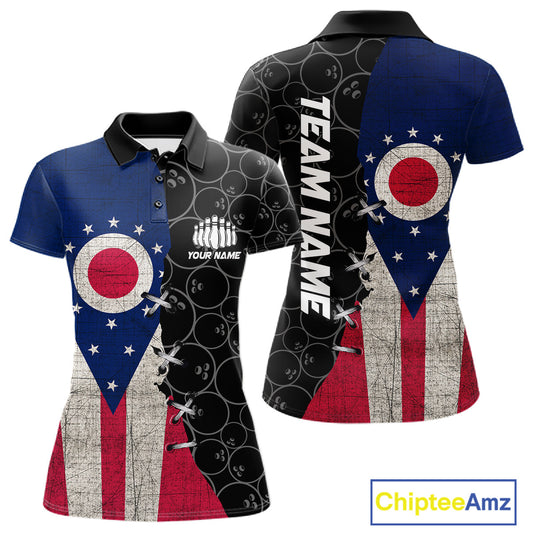 Ohio Flag Custom Bowling Team Shirts For Women, Patriotic Bowling League Shirt IPHW10720