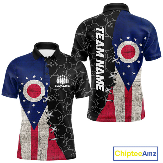 Ohio Flag Custom Bowling Team Shirts For Men, Patriotic Bowling League Shirt IPHW10720